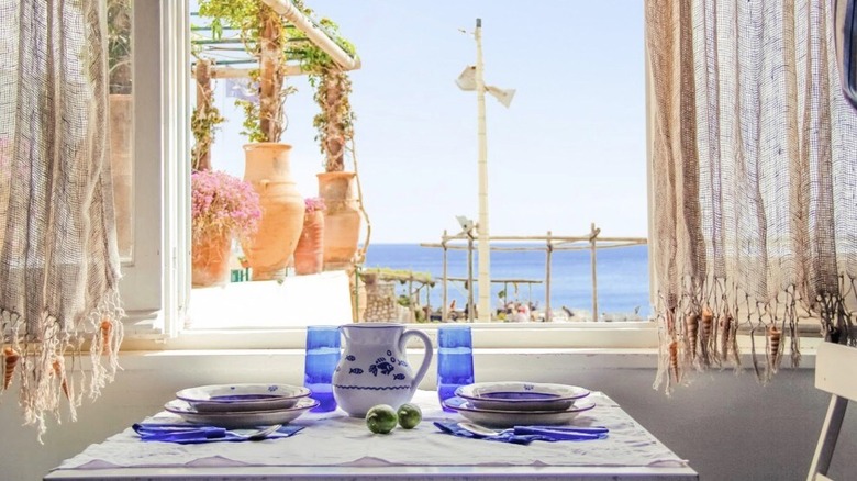 dining table with ocean view