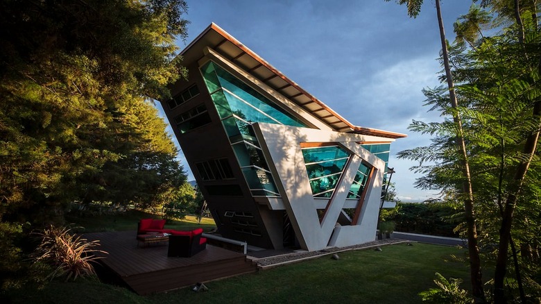 geometric home with graphic windows