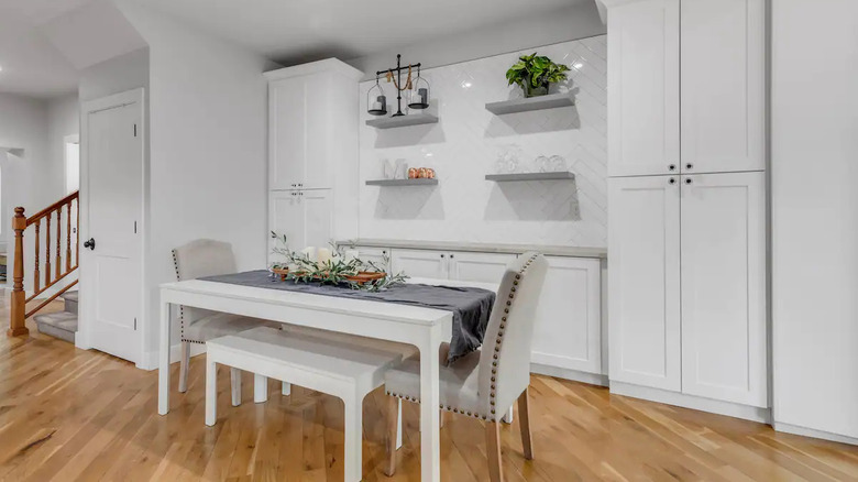 all white dining room