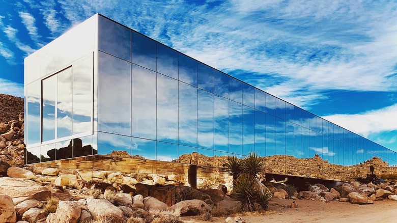 Mirrored House in desert 