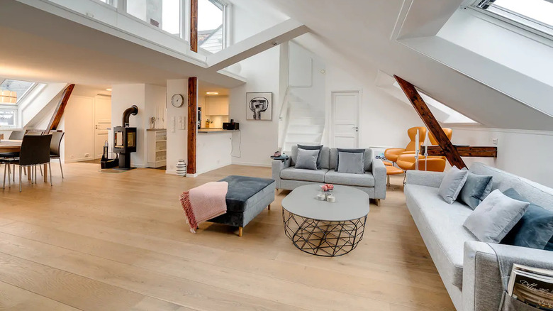 Large living area in loft