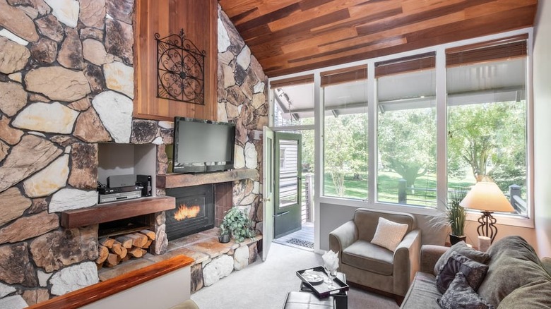 living room with fireplace 