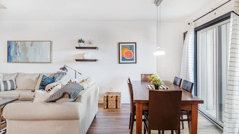 dining table with white couch