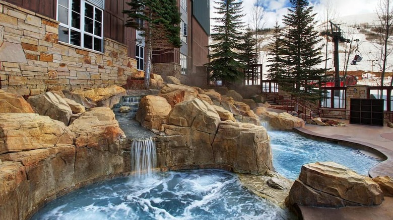 stone outdoor waterfall pool