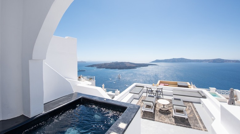 rooftop patio with ocean view