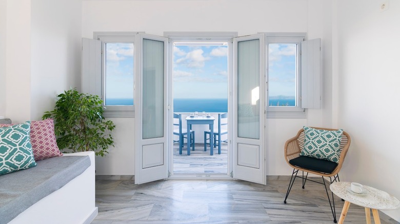 white interior with french doors