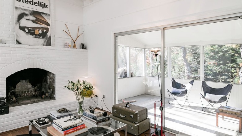 artistic living room with screened porch