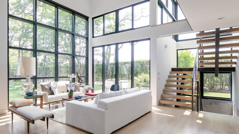 modern living room with windows