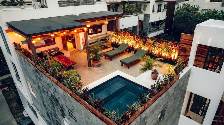 house rooftop with small pool 