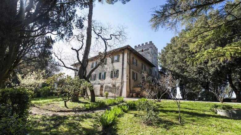 exterior of castle and trees