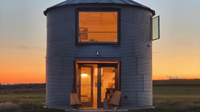 exterior of silo home