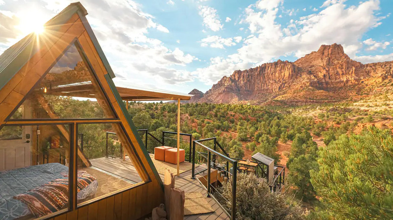 A-frame cabin beautiful mountains