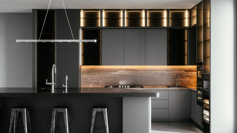 kitchen with black walls