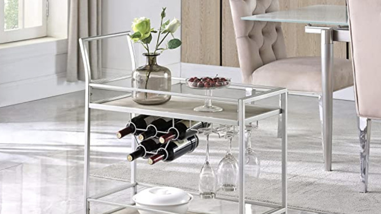 Silver bar cart