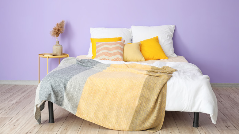 Purple and yellow bedroom