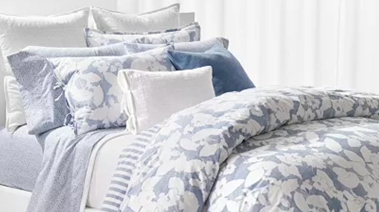 Blue and white comforter