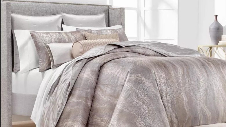 Gray and taupe comforter