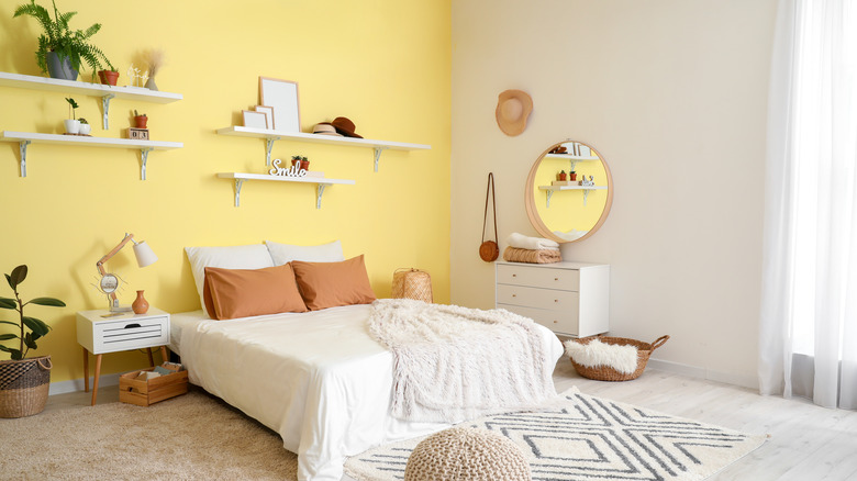 Soft yellow bedroom walls