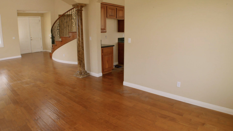 kitchen hidden behind wall with small doorway