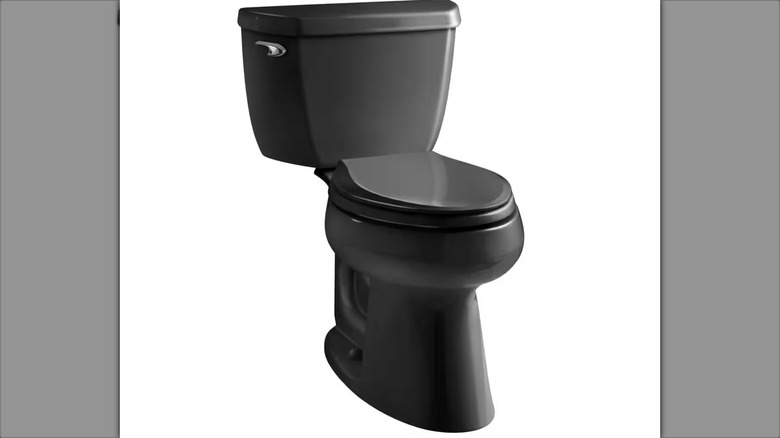 two-piece black toilet