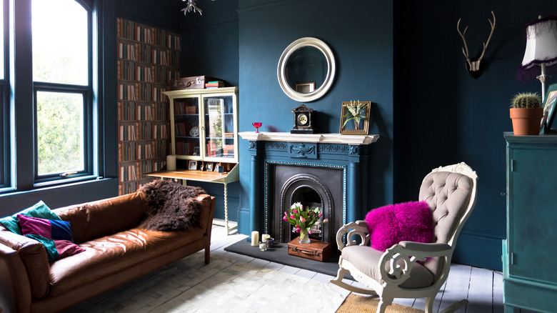 Moody blue living room