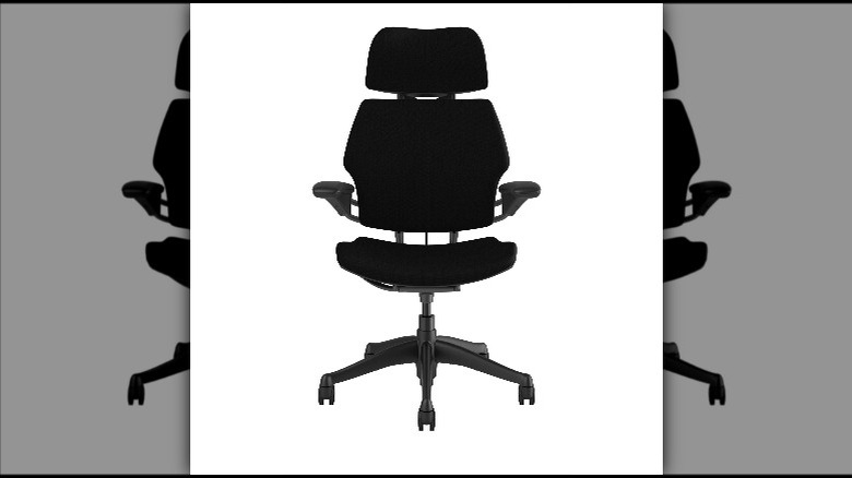 Black office chair at desk