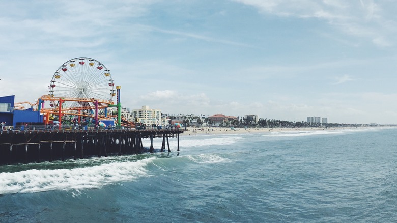 santa monica pier with ferris wheel