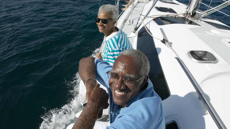 black couple on yacht