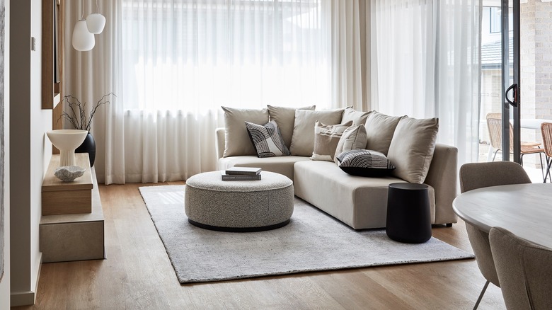 Ottoman coffee table in living room