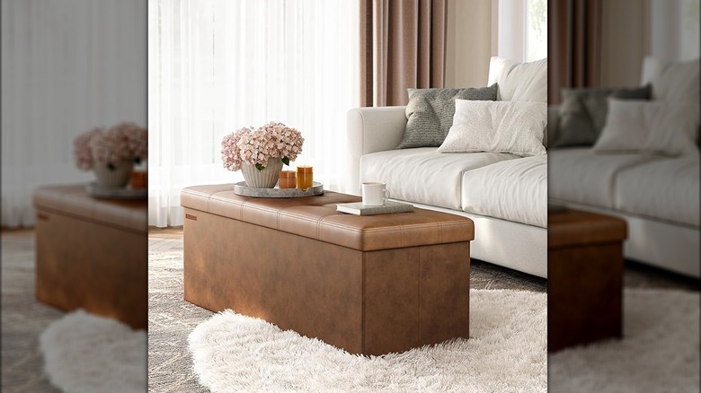 Brown ottoman coffee table