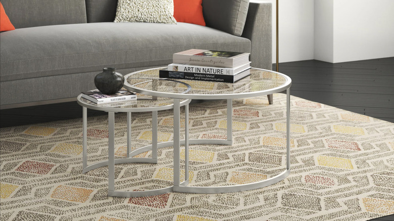 white glass nesting tables