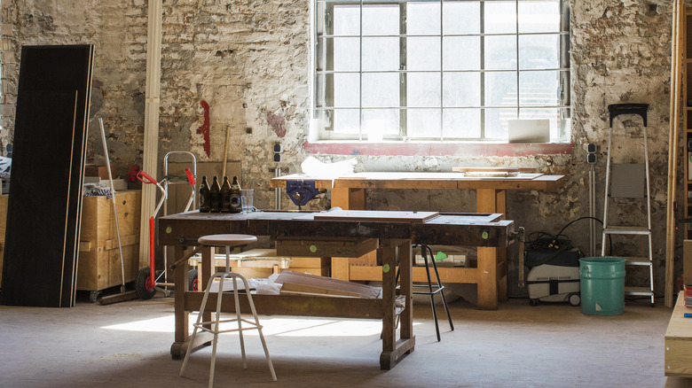 Traditional wood workbench