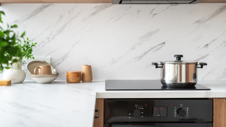 kitchen countertop with matching backsplash