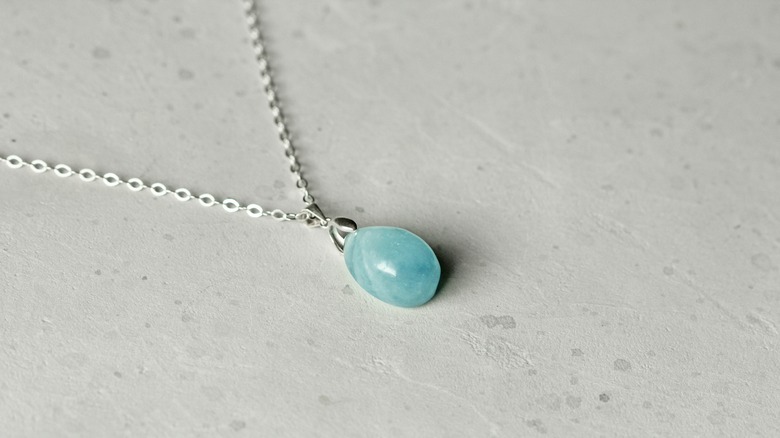 Aquamarine stone necklace