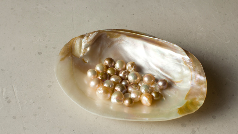 Pearls in a shell bowl