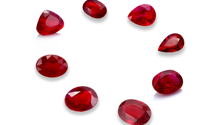 several ruby gemstones