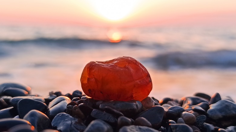carnelian stone on beach