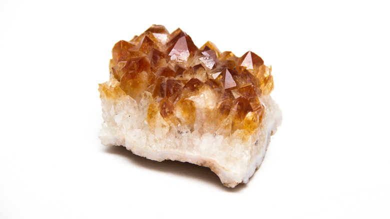 citrine crystal with white background 