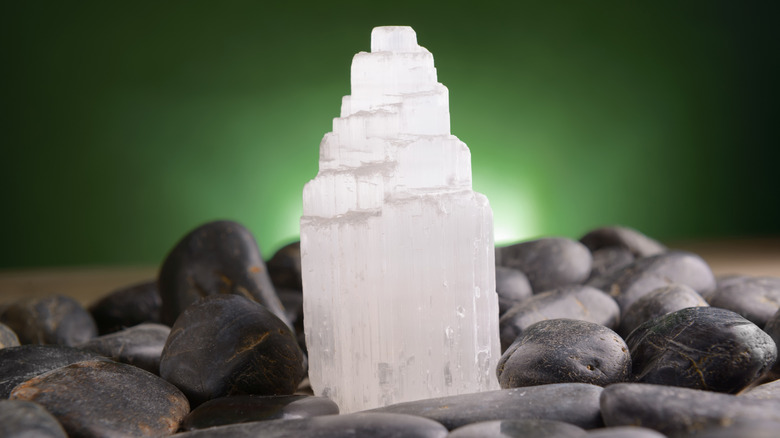 Selenite on stones