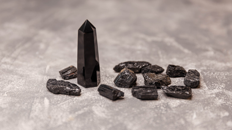 black obsidian crystals 