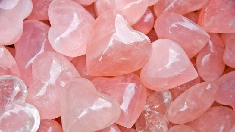 Heart shaped polished rose quartz