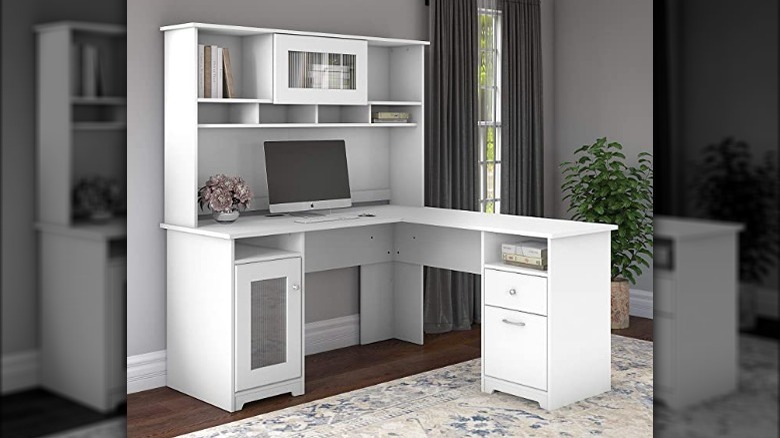 white spacious desk