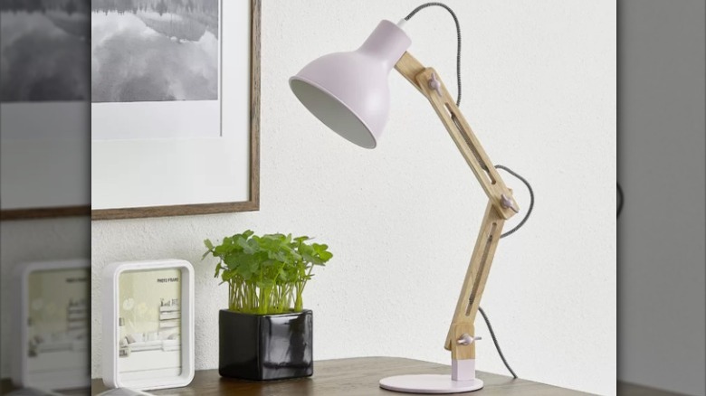 lamp with adjustable wood neck