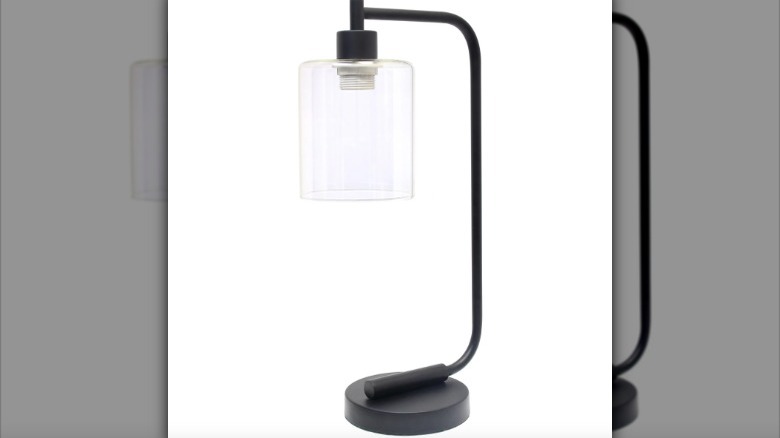 black lamp with glass shade