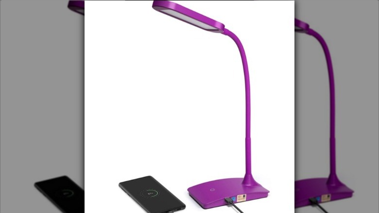 neon purple lamp with USB