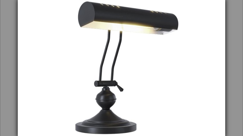 black metal piano lamp