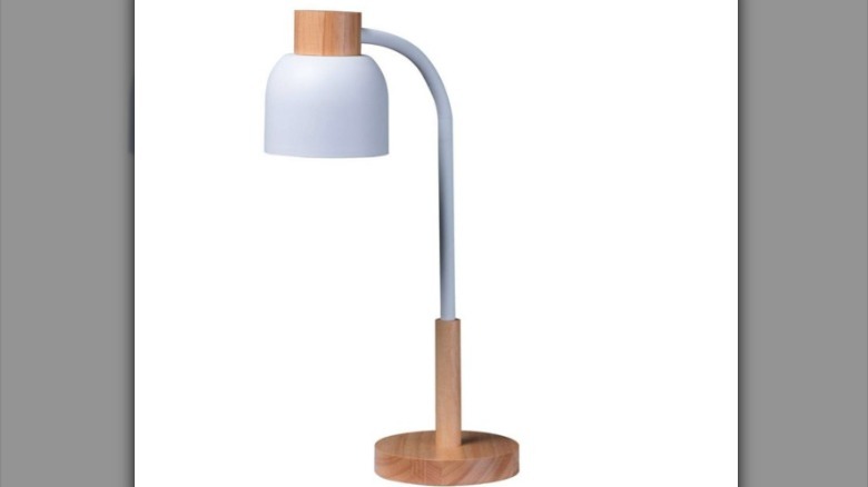 white and wood lamp