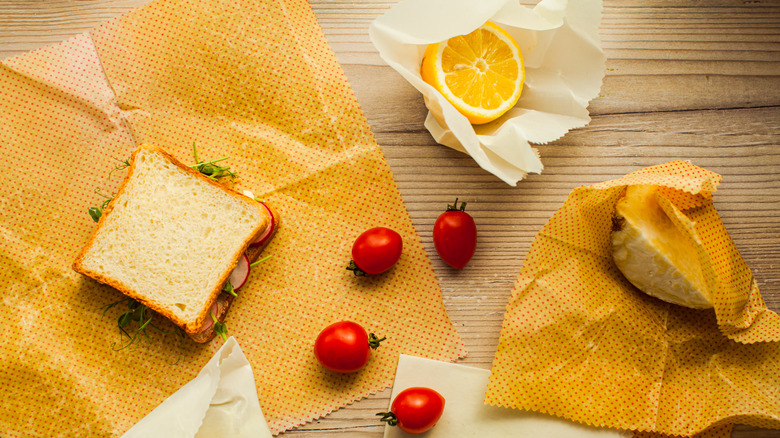 various foods in beeswax paper