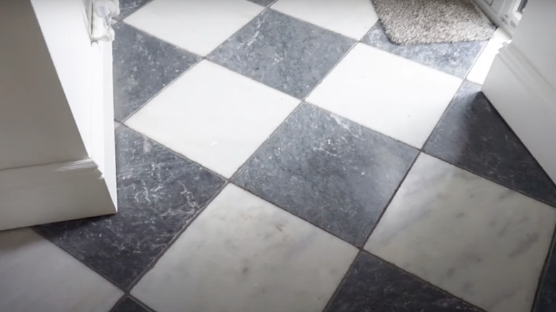 marble checkerboard tile floor