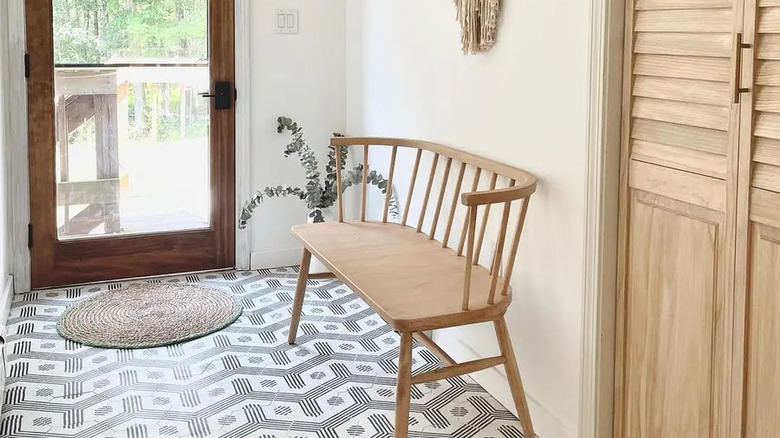 patterned cement tile in entryway